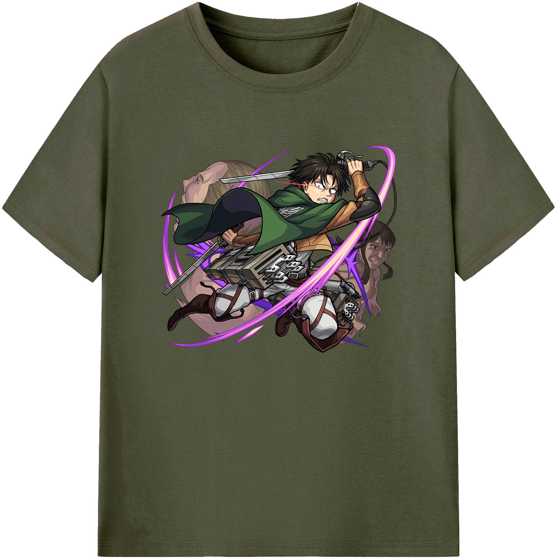 （画像用） 進撃の巨人 リヴァイ·アッカーマン Attack on Titan Levi Ackerman 綿100％ メンズ半袖Tシャツ｜肌触りやわらか＆通気性